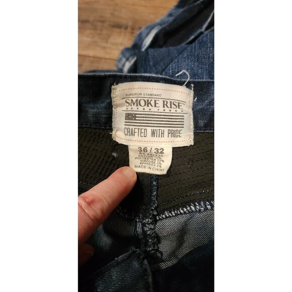Smoke Rise 36x32 Men Jeans Distressed Waist Tag Not Fully Attached See Pics 2119 - Picture 2 of 7